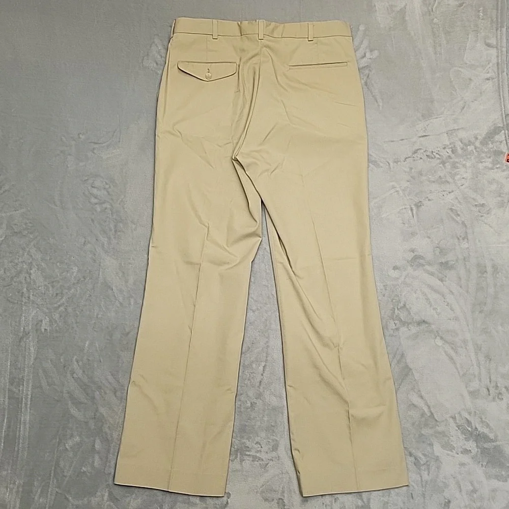 VTG Unbranded Flat Front‎ Chino Trousers Men 34x31 Tan Khaki Casual Made In USA